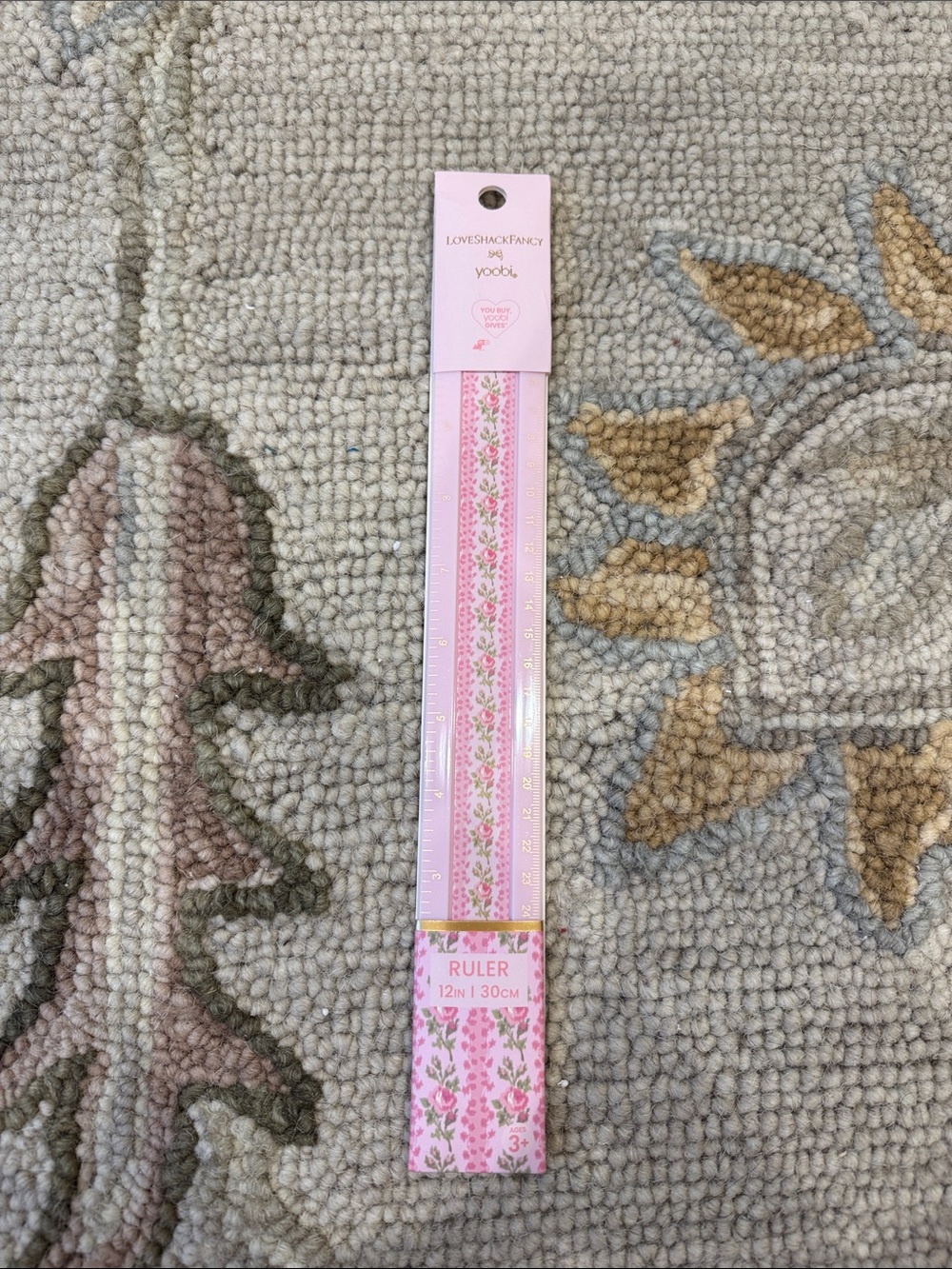 LoveShackFancy x Target - Yoobi Blooming Heirloom 12" Ruler Strawberry Macaroon - Picture 2 of 2